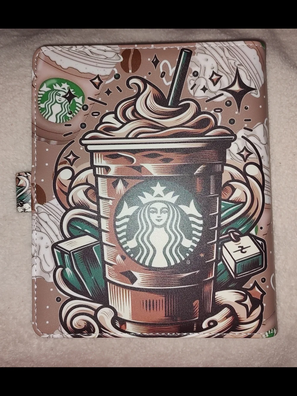 New! A5 Starbucks Brown & Green Illustrated Frappuccino Binder Notebook